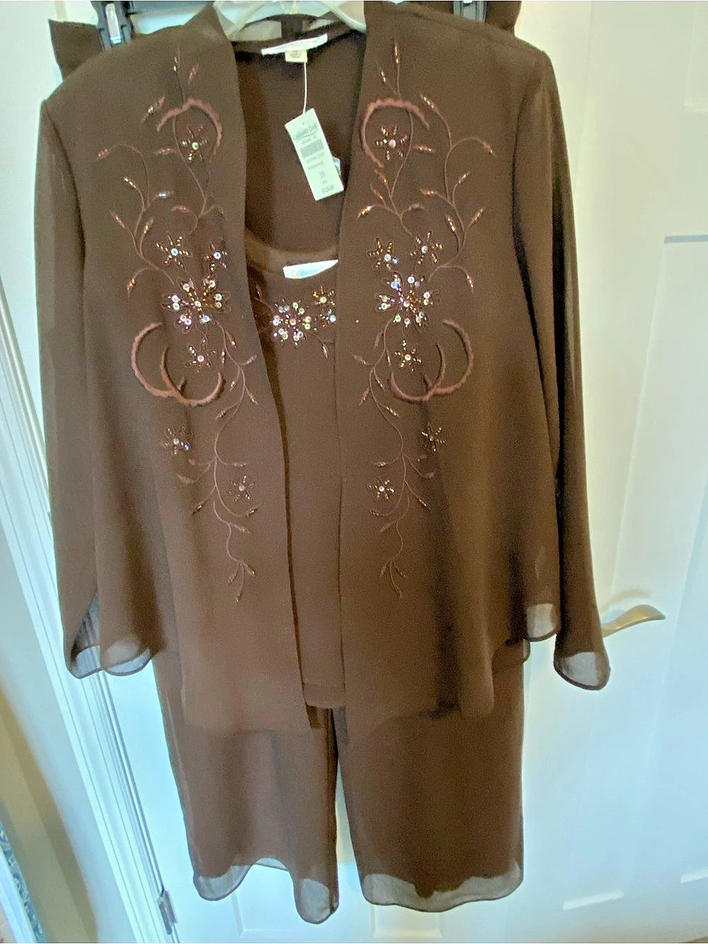 Coldwater Creek 3-Piece Embellished Detail Pant Set Embellished 3-Piece Pantsuit